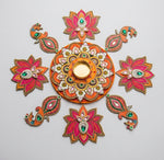 Mayura Lotus Floral Rangoli and Diya Décor