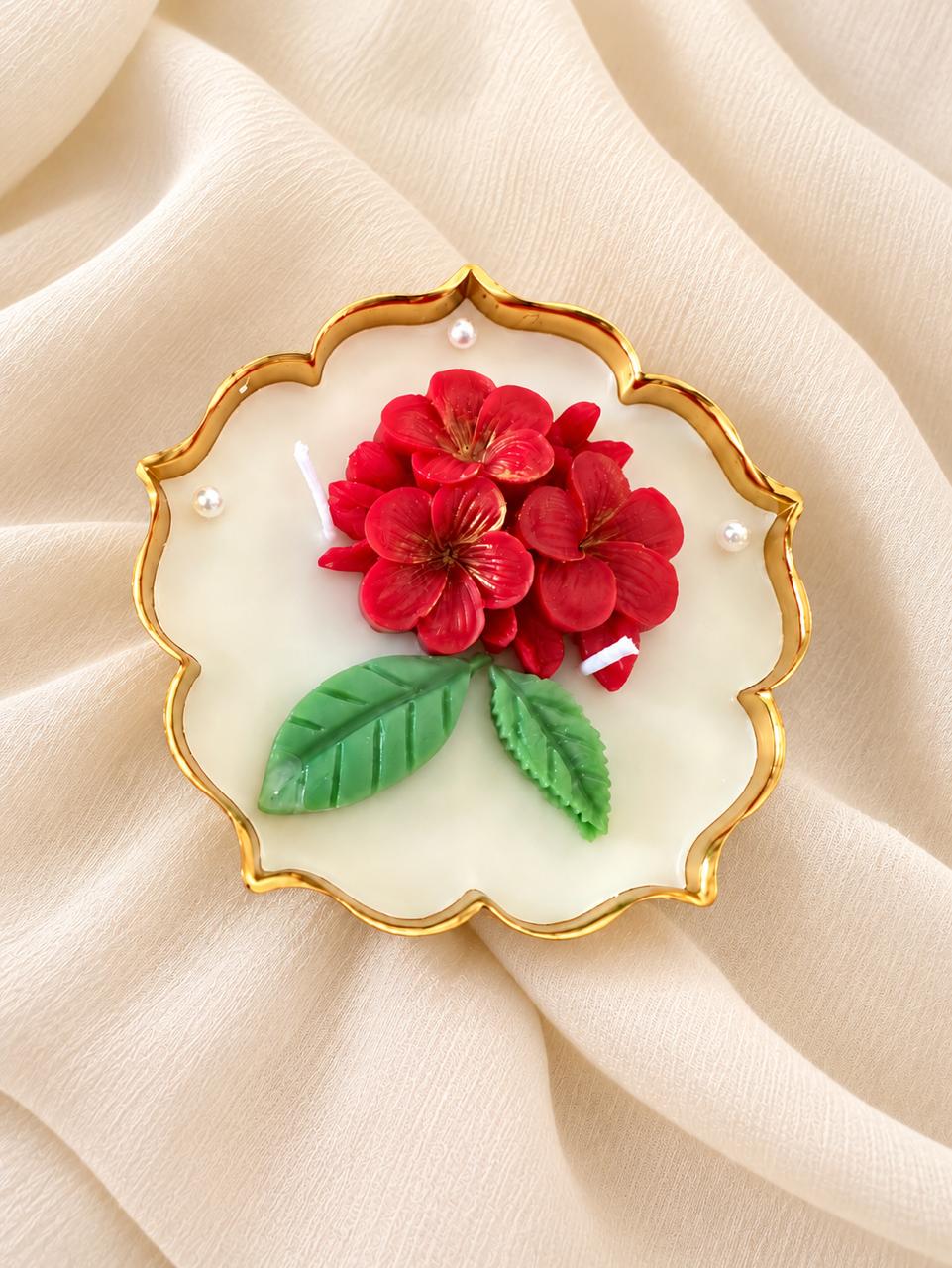 Crimson Bloom Floral Candle | Shecanova
