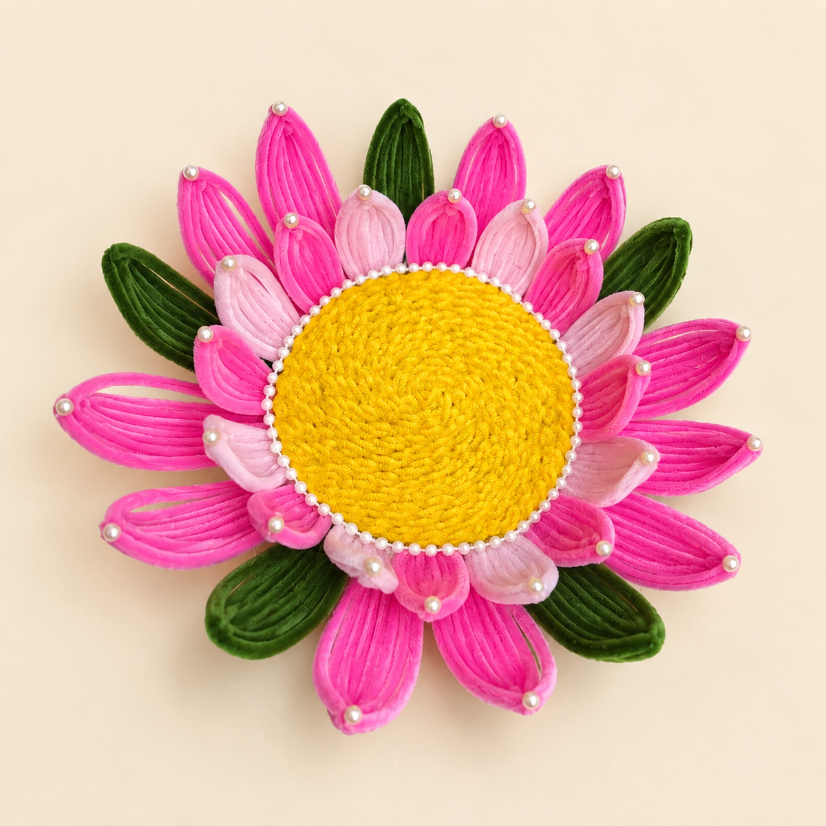 Handmade Lotus Pooja Aasan, Chowki for Ganpati, Krishna or Other Idols – 12 Inch | Pipe Cleaner & MDF