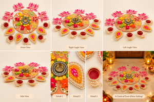Lotus Blossom Floral Rangoli & Diya Set