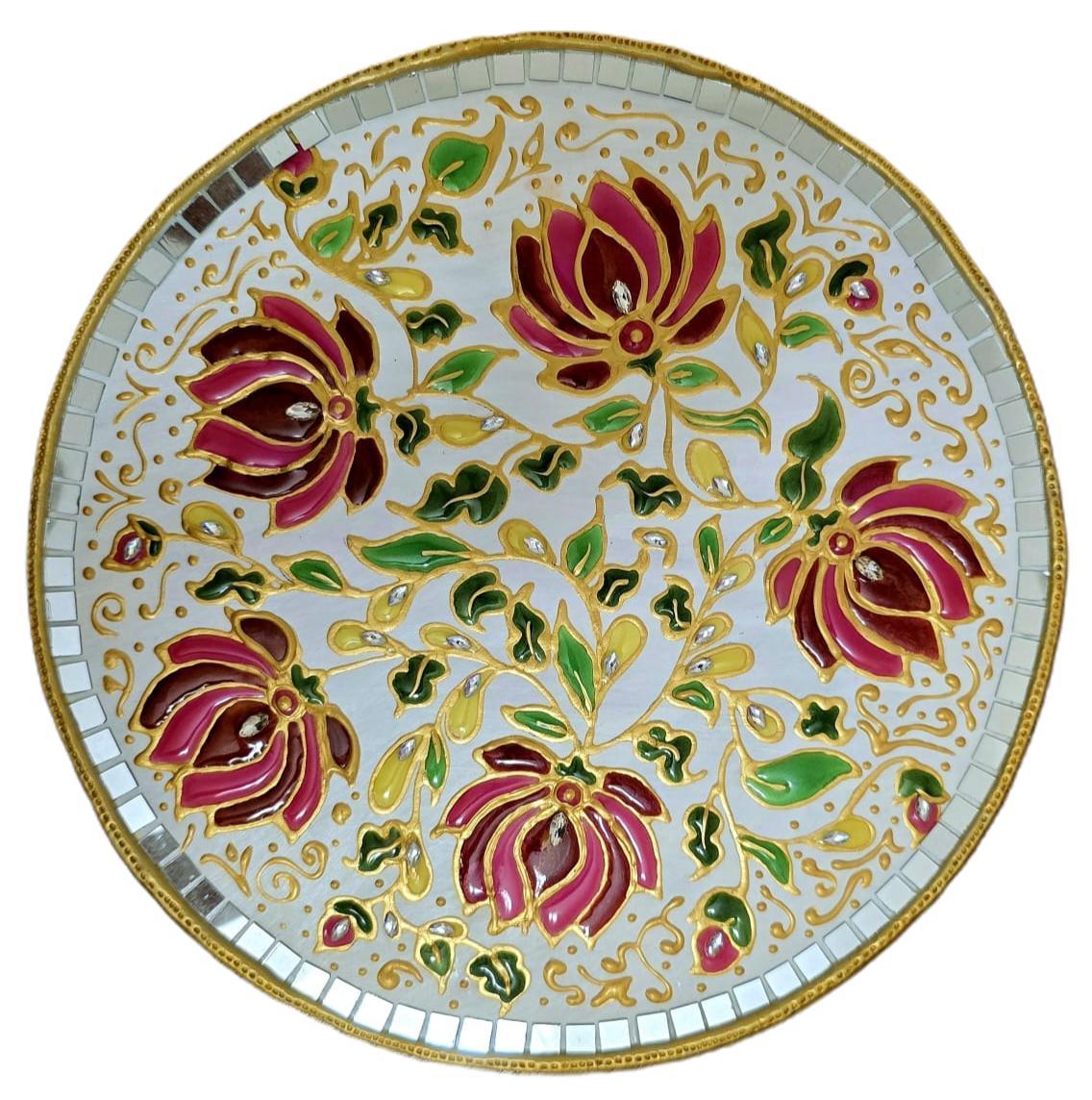 Royal Lotus Meenakari Wall Art – Traditional Indian Decorative Piece