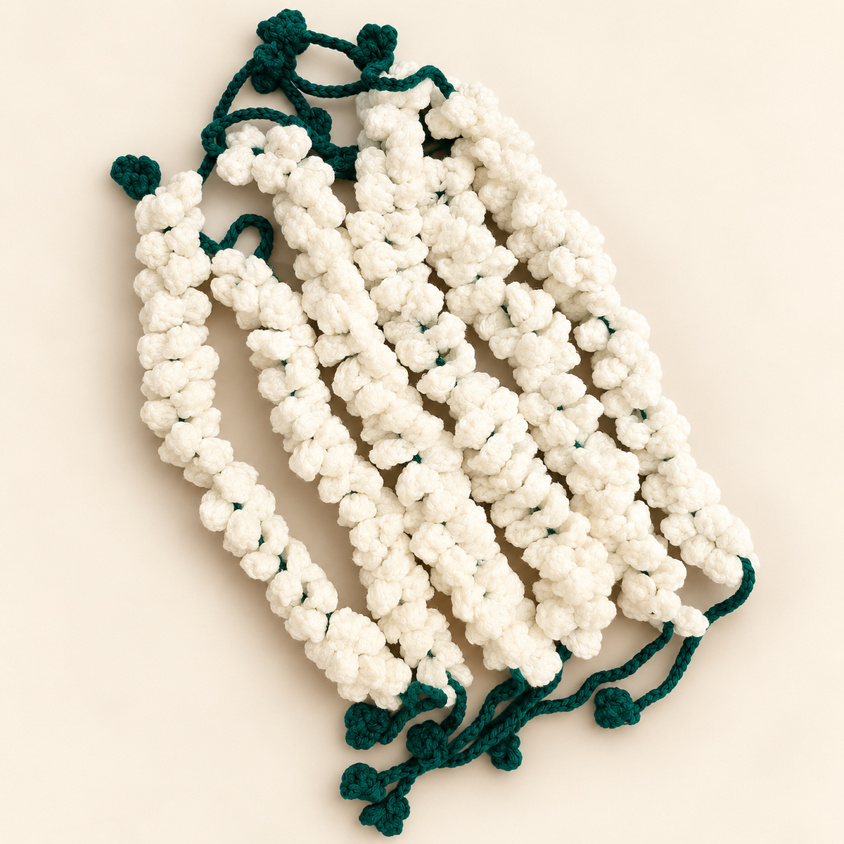 Handmade Crochet Mogra Garland/ Gazra set of 6