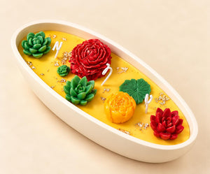 Regal Floral Voyage – Eco-Resin Boat Candle | 11 × 4.5 × 1.8 Inch