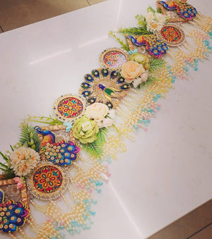 Handmade Peacock Floral Bandhanwar Toran with Pearls & Flowers