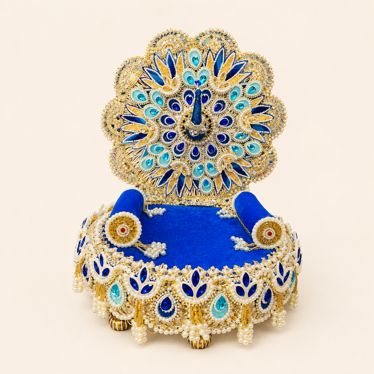 Royal Blue Peacock Singhasan SC-7-8 – product view on neutral background