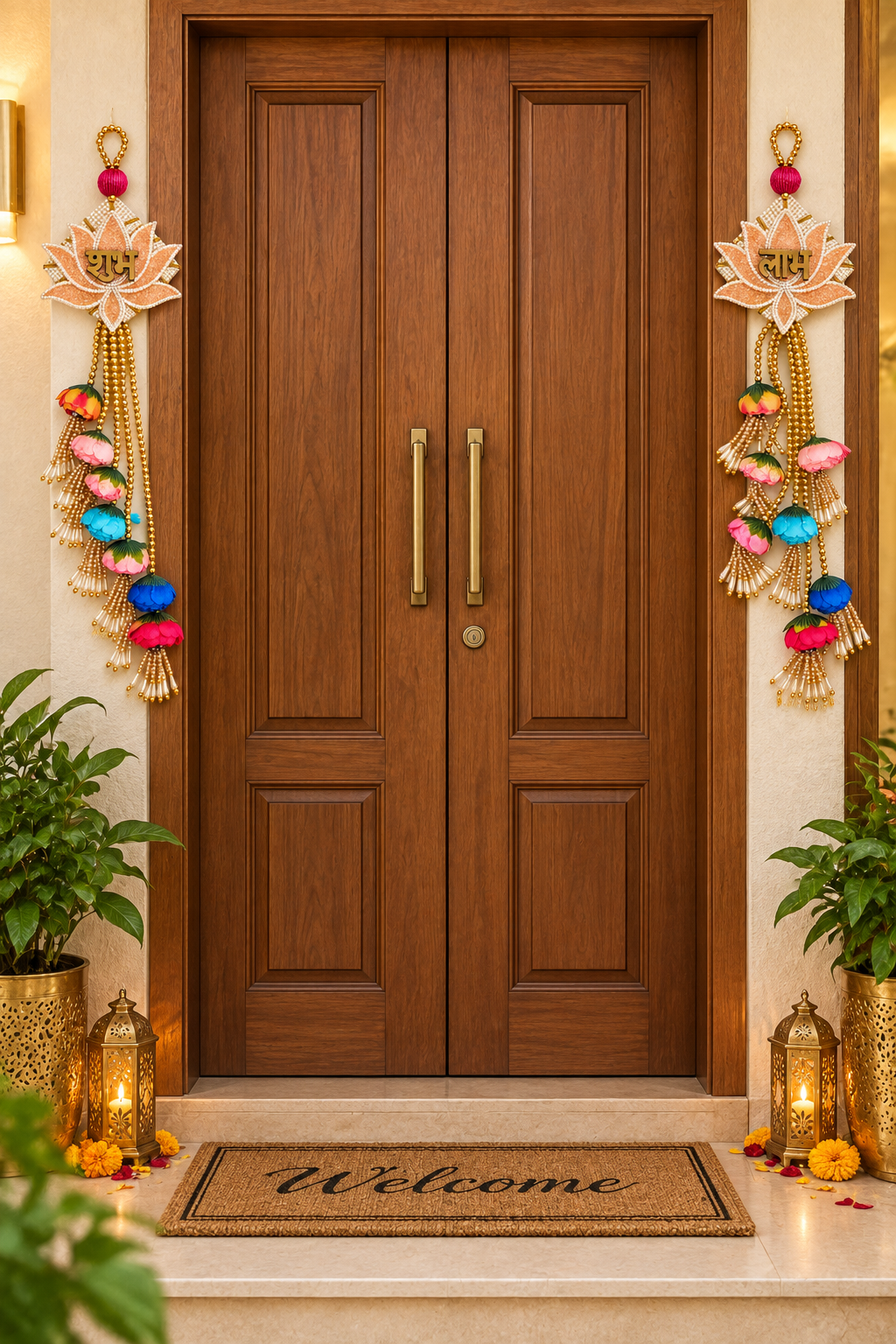 Shubh Labh Lotus Door Hanging Set