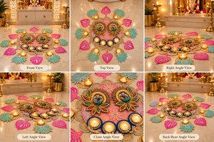 Royal Peacock Rangoli & Diya Décor Set