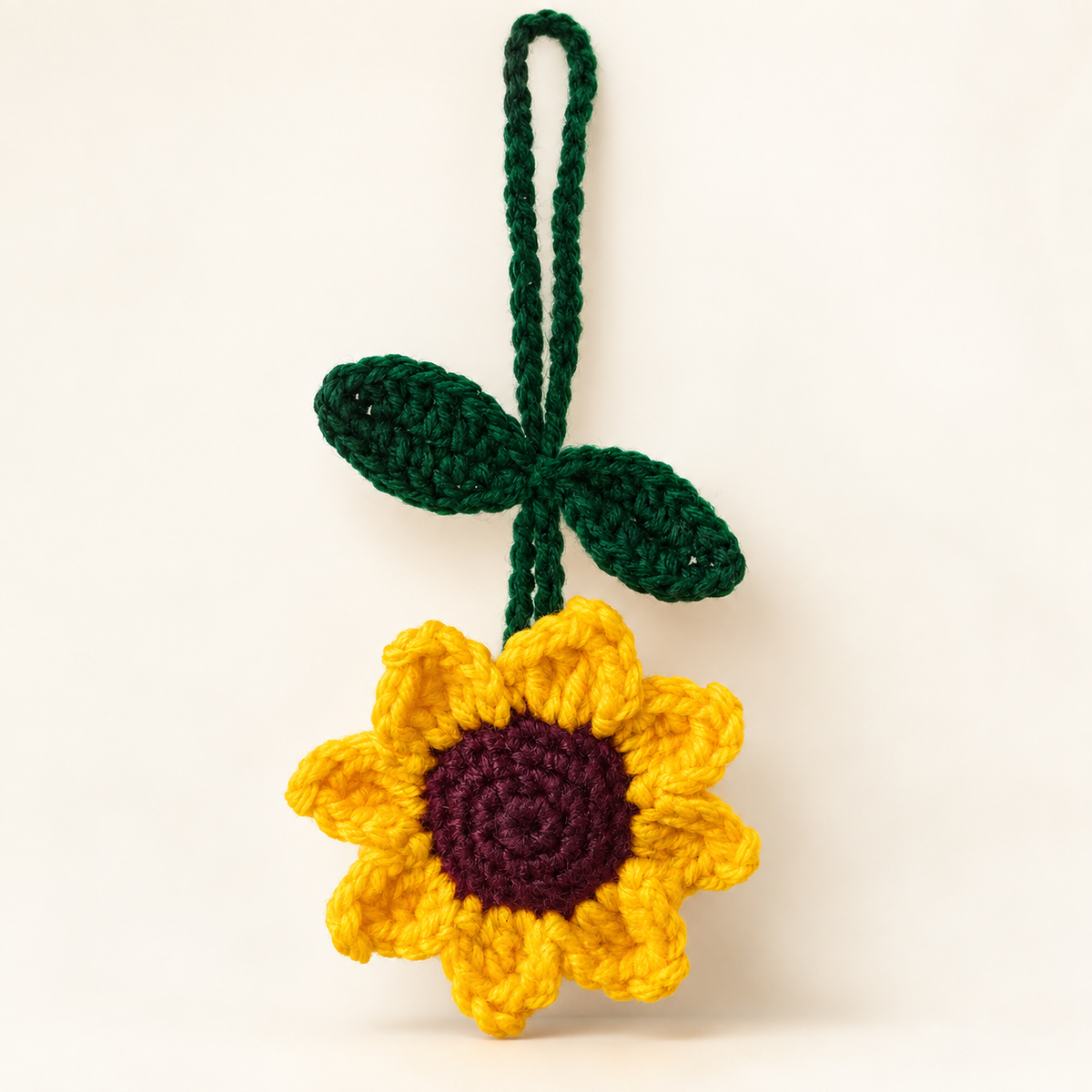 Handmade Crochet Sunflower Hanging Charm