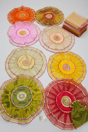 Traditional decorative thaalposh in assorted colours, one piece supplied at random