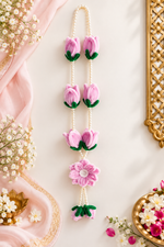 Handmade Pink Lotus Maala – Pipe Cleaner Floral Pooja Garland