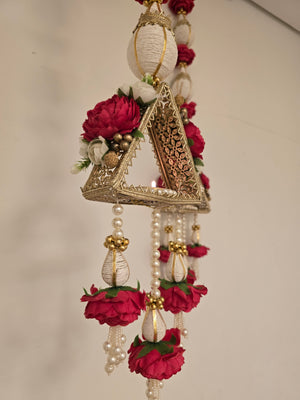 Royal Pink Floral Triangle Door Hangings – Pair