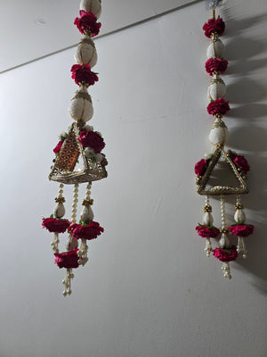 Royal Pink Floral Triangle Door Hangings – Pair