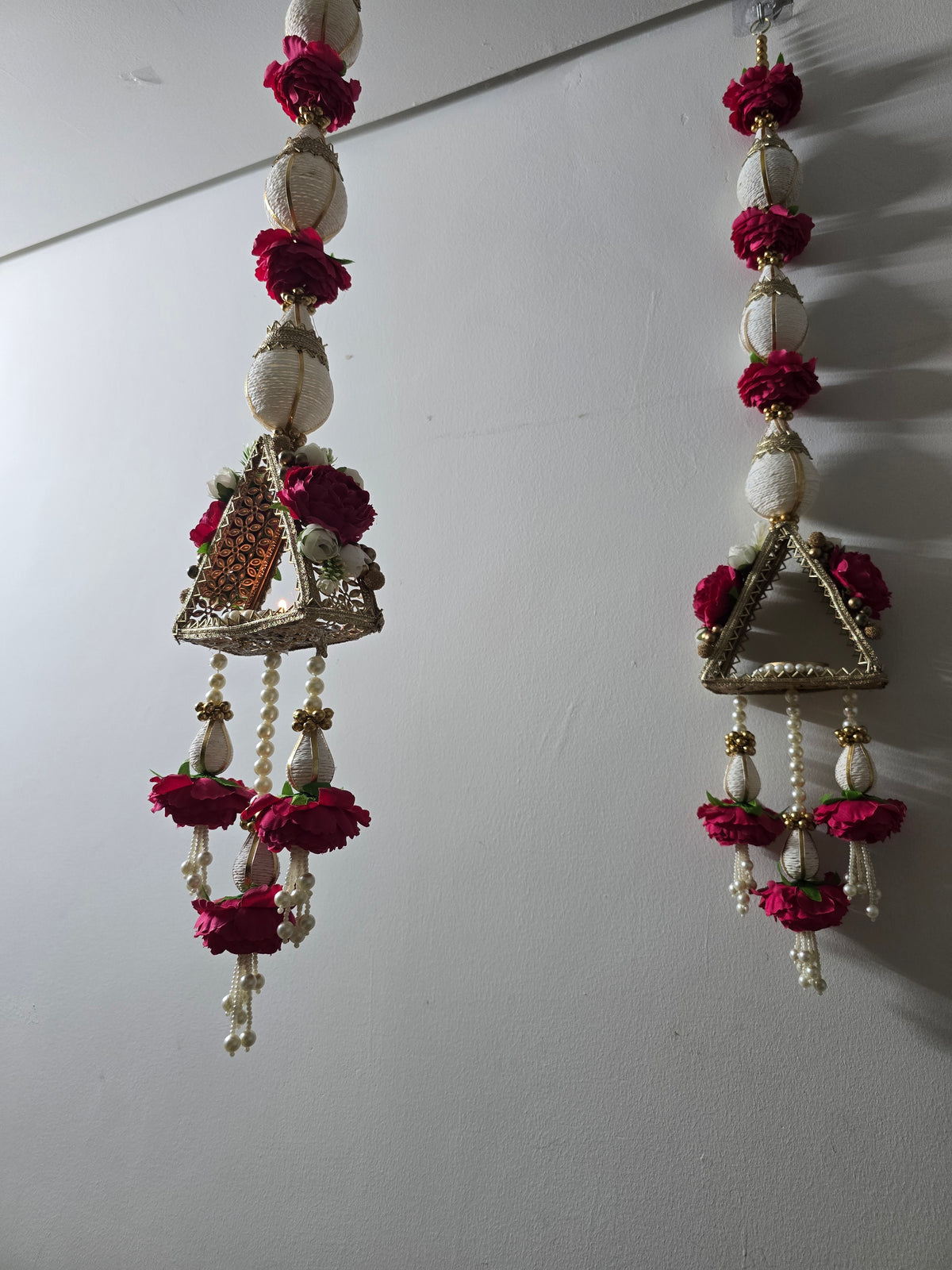 Royal Pink Floral Triangle Door Hangings – Pair