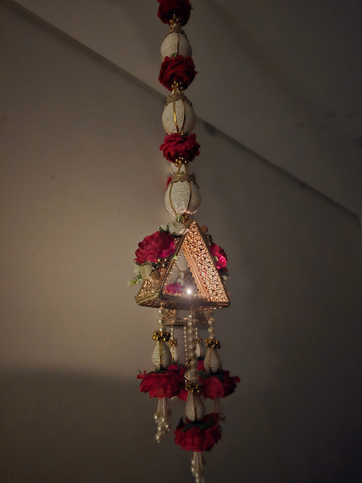 Royal Pink Floral Triangle Door Hangings – Pair