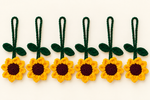 Handmade Crochet Sunflower Hanging Charm-set of 6
