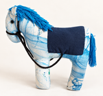 Blue handmade fabric horse toy