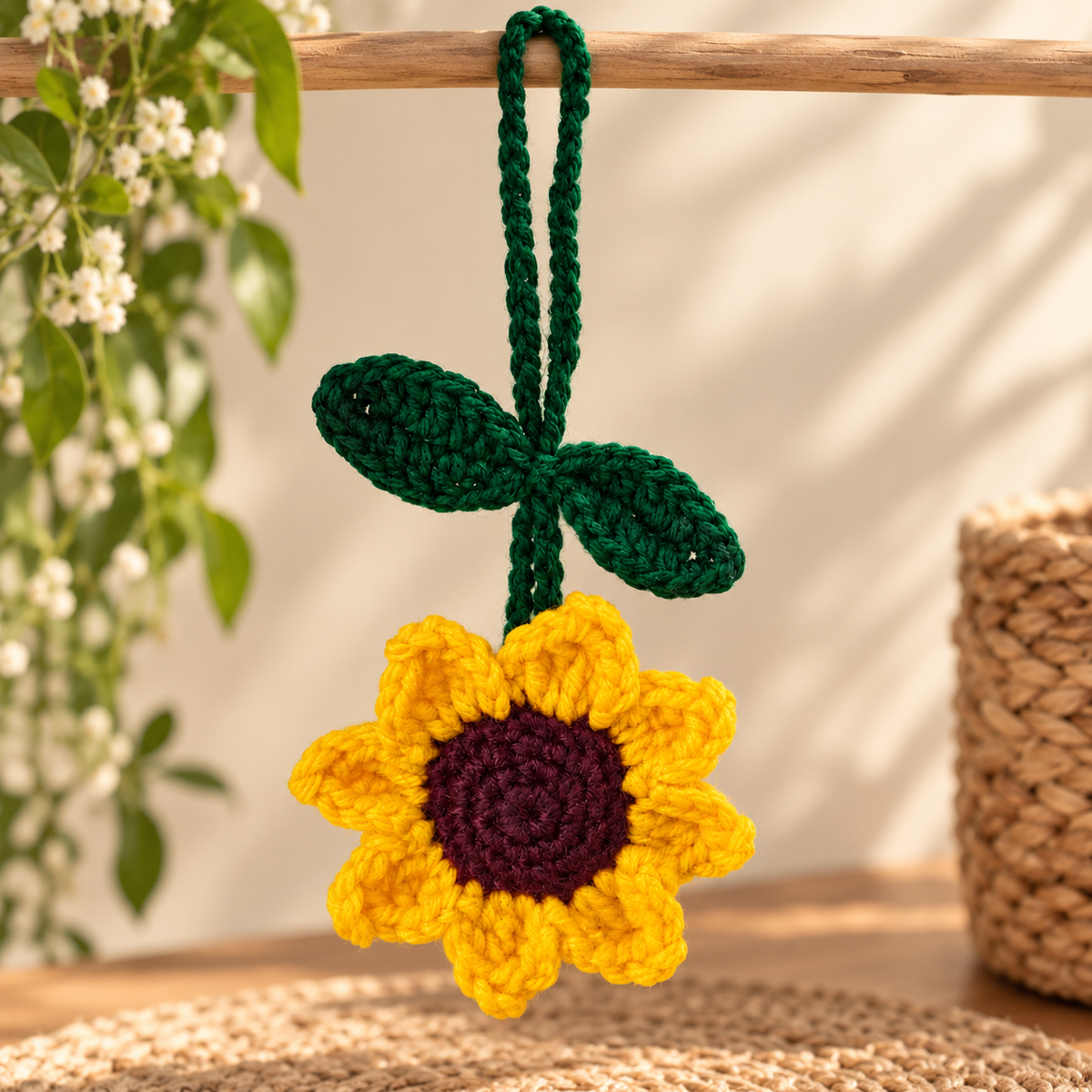 Handmade Crochet Sunflower Hanging Charm