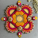 Gulabi Marigold Floral Rangoli and Diya Set