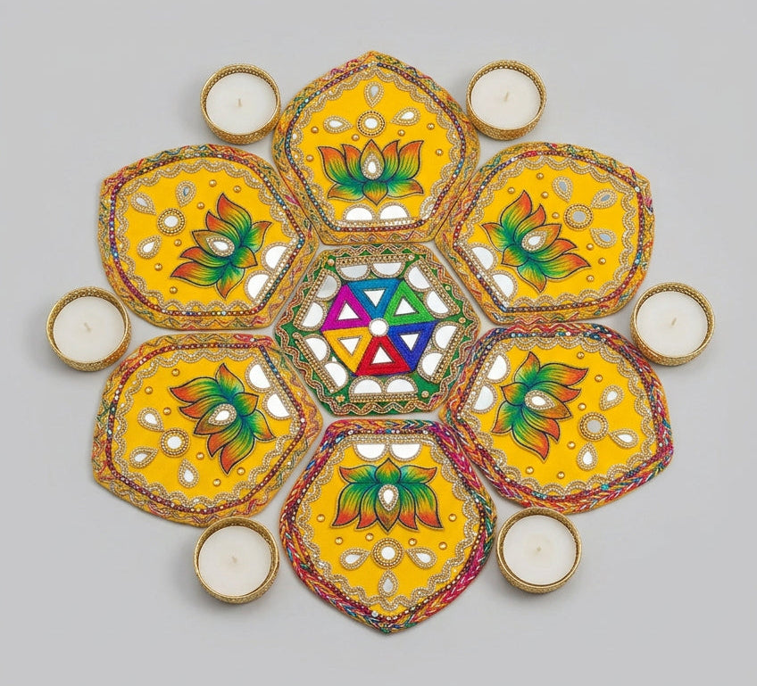 Sunshine Lotus Rangoli and Diya Set