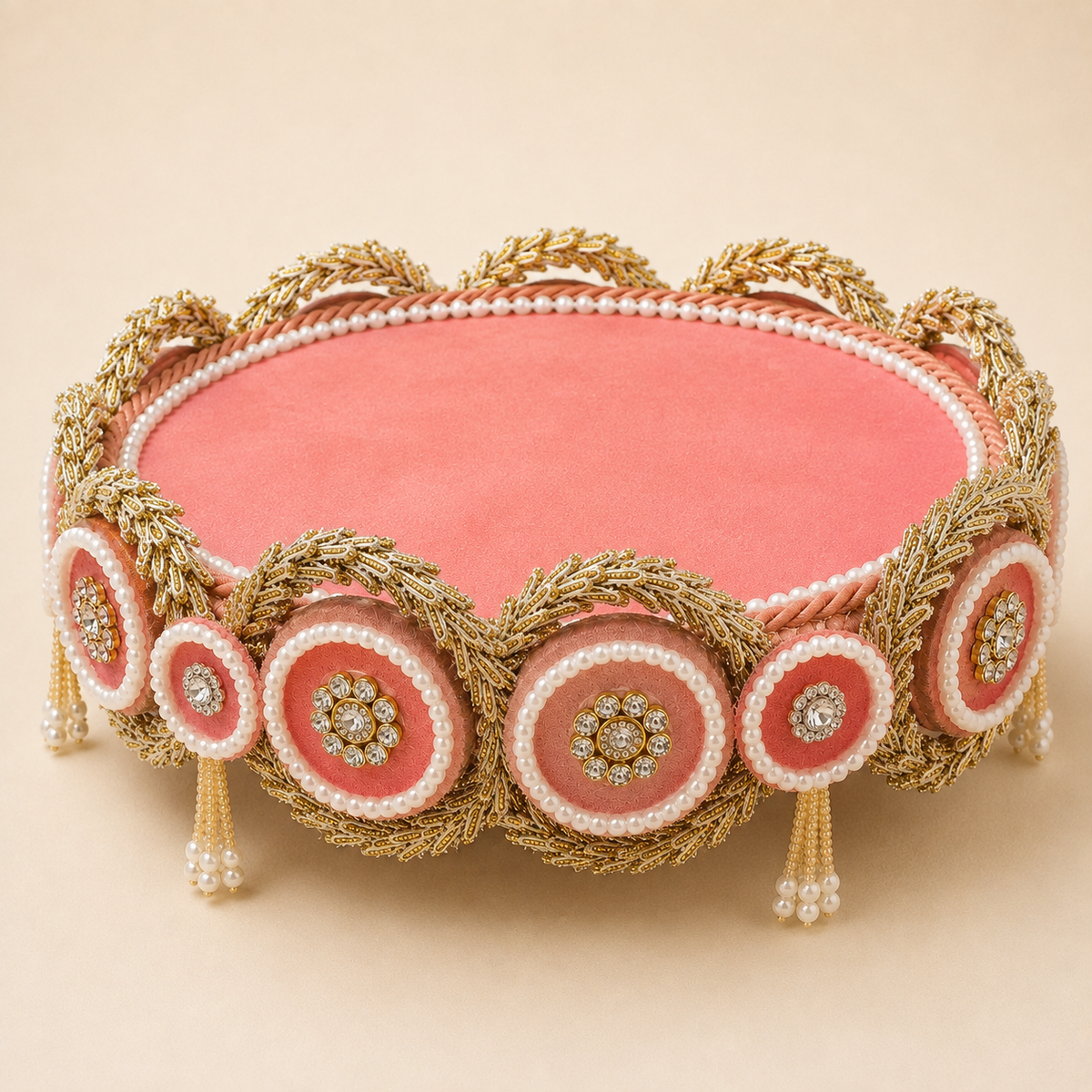 Handmade Pink God Idol Aasan/Singhasan/Chowki | 6, 8, 10 Inch