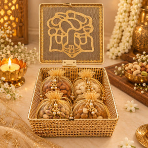 Golden Multipurpose Festive Gift Box for Sweets, Candles & Dry Fruits – 250g