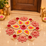 Gulabi Paisley Floral Rangoli & Diya Set