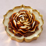 Golden Caramel Bloom – Handmade Scented Urli Candle | Shecanova