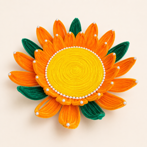 Handmade Lotus Pooja Aasan, Chowki for Ganpati, Krishna or Other Idols – 12 Inch | Pipe Cleaner & MDF