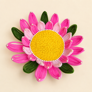 Handmade Lotus Pooja Aasan, Chowki for Ganpati, Krishna or Other Idols – 12 Inch | Pipe Cleaner & MDF