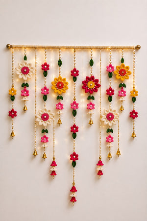 Handmade Floral Hanging Backdrop – 11-String Pipe Cleaner Festive Décor Set