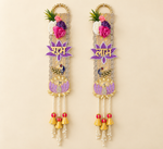 Handmade Shubh Labh Lotus Door Hanging Pair with Pearls & Flowers | Shecanova