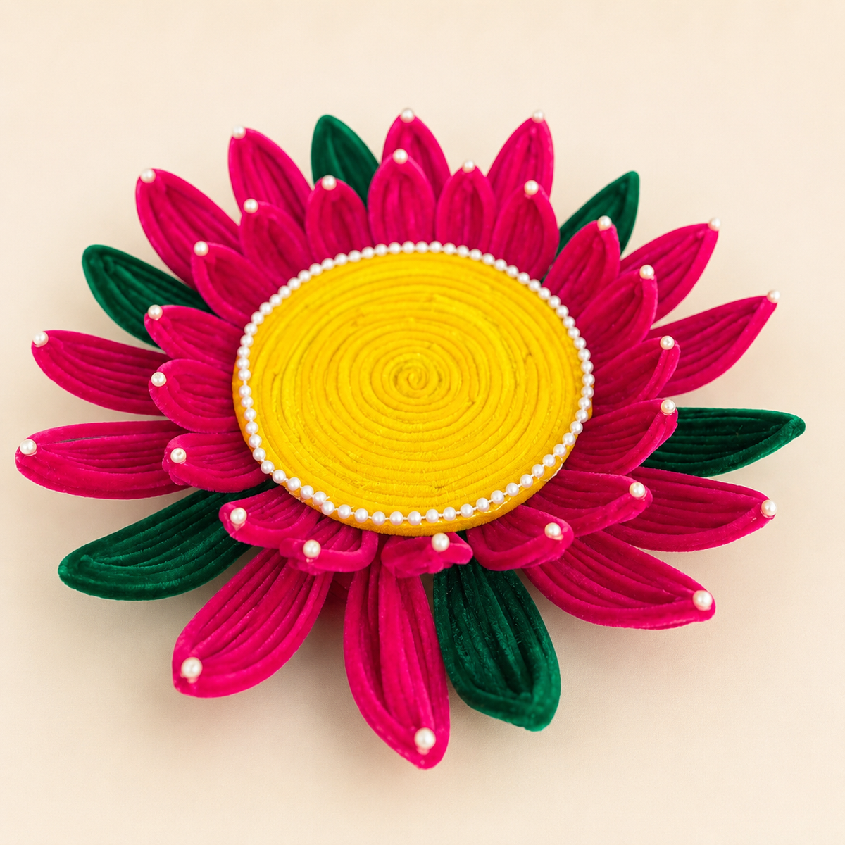 Handmade Lotus Pooja Aasan, Chowki for Ganpati, Krishna or Other Idols – 12 Inch | Pipe Cleaner & MDF
