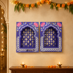 Rajwadi Purple Jharokha – Handcrafted MDF Wall Décor with Mirror Work | 12 × 9 × 3 Inch