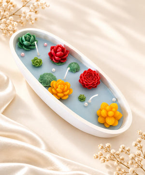 Regal Floral Voyage – Eco-Resin Boat Candle | 11 × 4.5 × 1.8 Inch