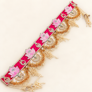 Pink lotus handcrafted Bandhanwar toran, 100 cm