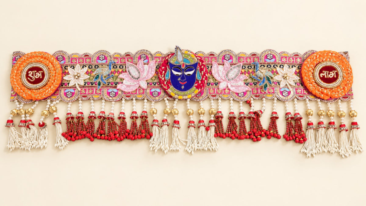 Handmade Shubh Labh Shrinathji Bandhanwar Toran with Pearls