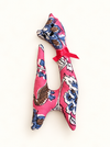 Pink floral handmade fabric cat fridge magnet