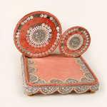 Royal Mirror Work Singhasan for God Idol – Pearl Embellished Handcrafted Pooja Throne | 8, 10, 12 Inch