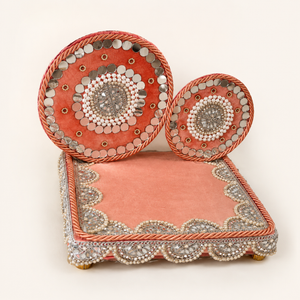 Royal Mirror Work Singhasan for God Idol – Pearl Embellished Handcrafted Pooja Throne | 8, 10, 12 Inch