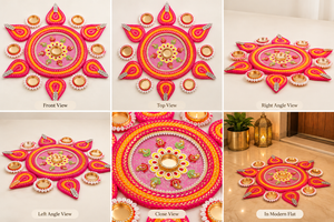 Rani Pink & Marigold Rangoli Diya Set