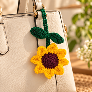 Handmade Crochet Sunflower Hanging Charm