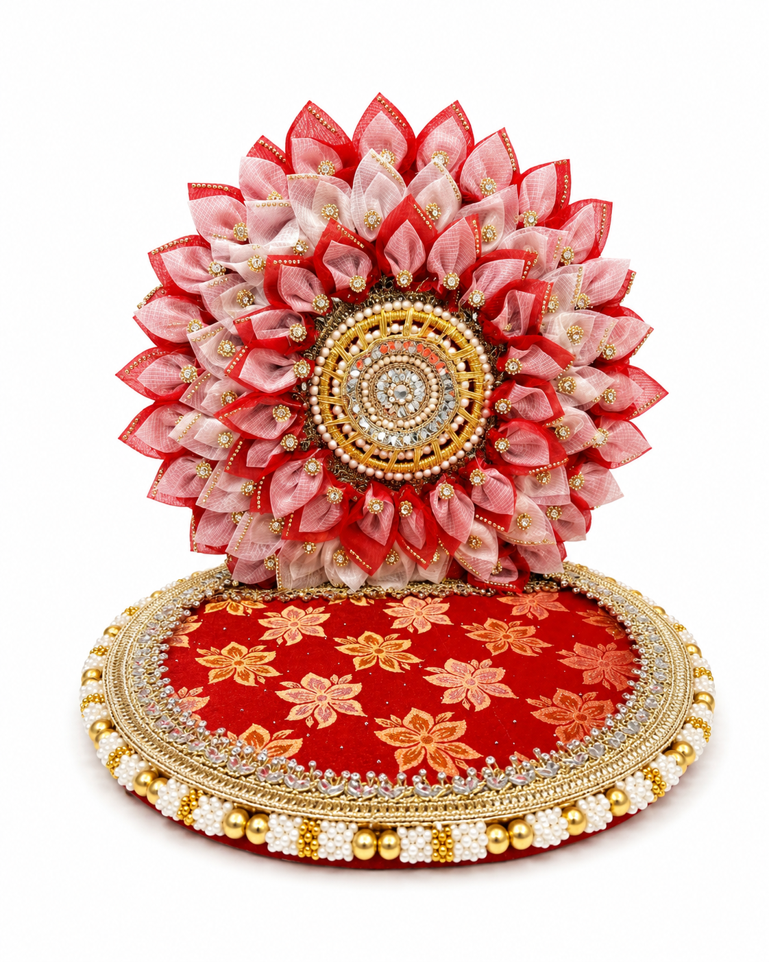 Royal Floral Lotus Aasan Singhasan Chowki – product view on white background