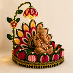 Handmade 10 inch pipe cleaner Ganpati pooja aasan with lotus design for Ganesh Chaturthi and home mandir