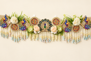 Peacock Toran – Warm Ivory Background