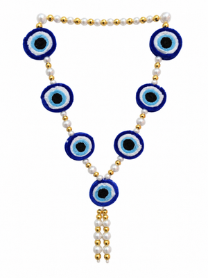 Handmade Nazar Evil Eye Maala/garland with Pearls – Pipe Cleaner Pooja Décor | SC-3-1