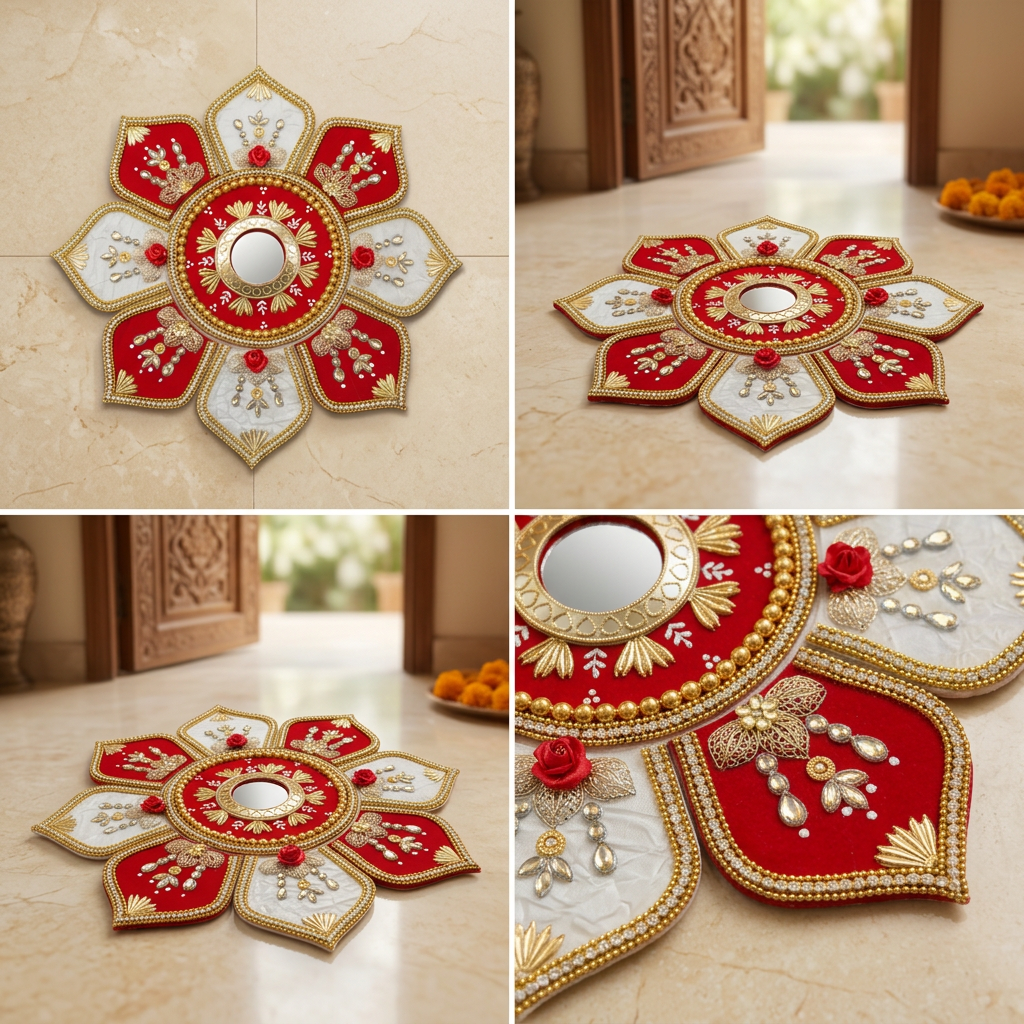 Royal Gulab Gold Floral Rangoli multi-angle preview