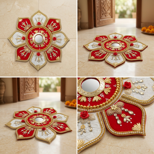Royal Gulab Gold Floral Rangoli multi-angle preview