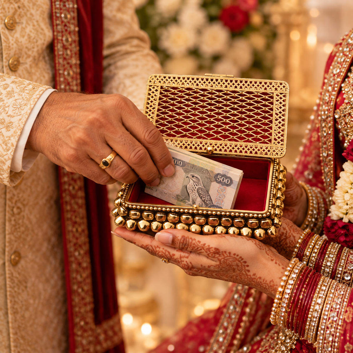 Shagun & Wedding Gift Box or Lifafa | Handcrafted Gold Cash & Jewellery Box