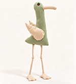 Handmade fabric swan bird toy in sage green and cream