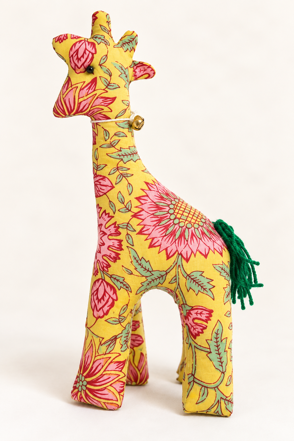 Handmade eco-friendly giraffe toy made from fabric